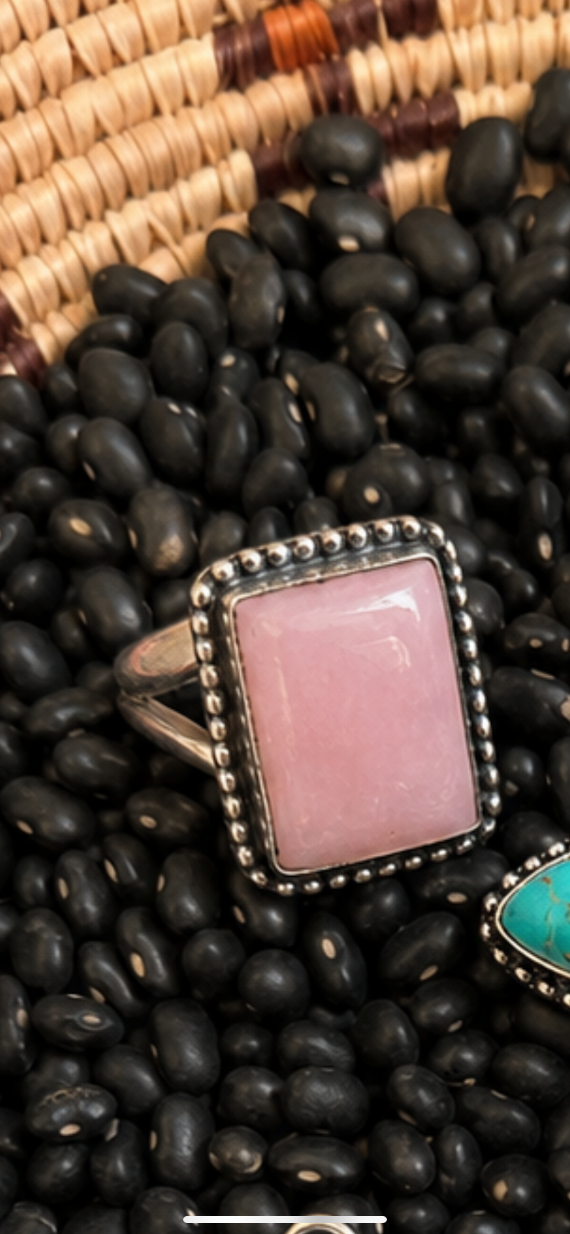 Sterling silver plated pink opal ring