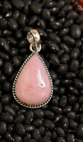 Sterling silver plated pink opal pendant
