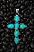 Sterling silver plated turquoise cross pendant