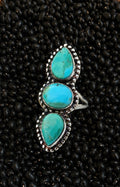 Sterling silver plated 3 stone turquoise ring
