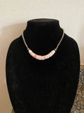 Pink conch and 5-8mm German silver beads