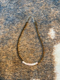 4mm Pink conch and 4mm German silver necklace